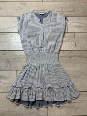 Heartloom Striped Smocked Mini Dress Blue Gray Size Small